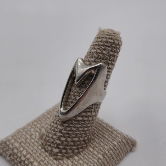 Size 6.75 Sterling Silver Thick Abstract Heart Heavy Ring A3482 - Picture 3 of 9